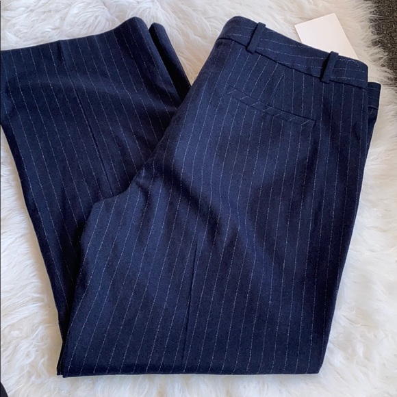 Lewit Navy Chalk Stripe Crop Pant Sz 16 - Picture 6 of 7